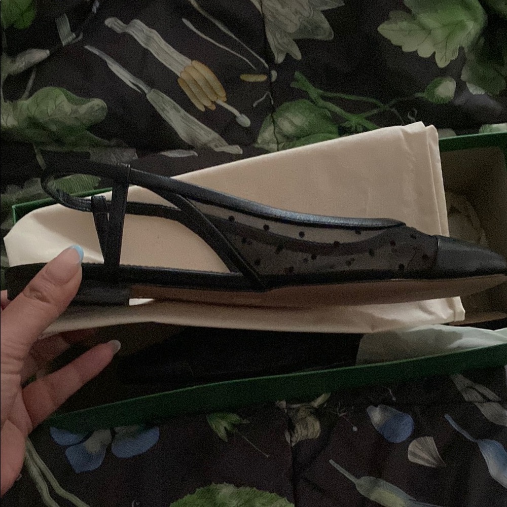 J. Crew Anya Flats Swiss Dot Slingbacks with Cap Toe - Picture 5 of 6